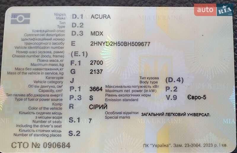 Внедорожник / Кроссовер Acura MDX 2011 в Днепре