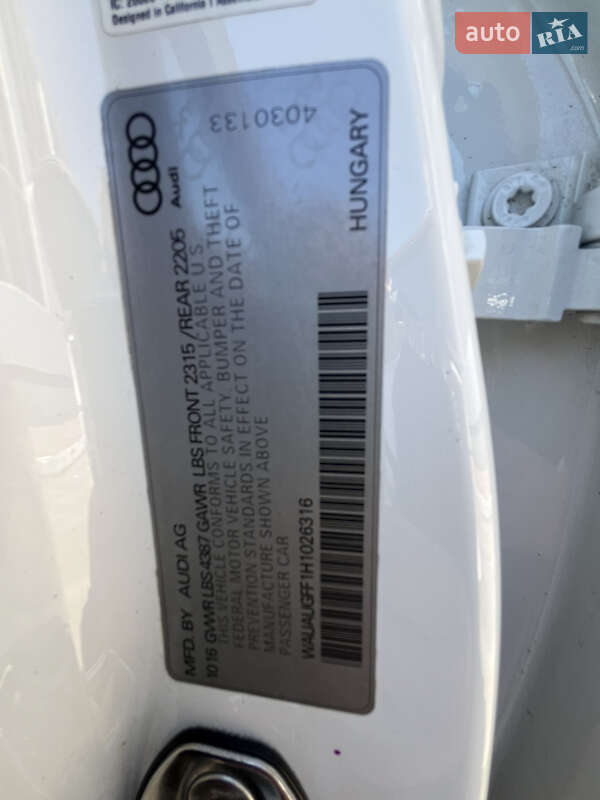 Седан Audi A3 2016 в Белой Церкви