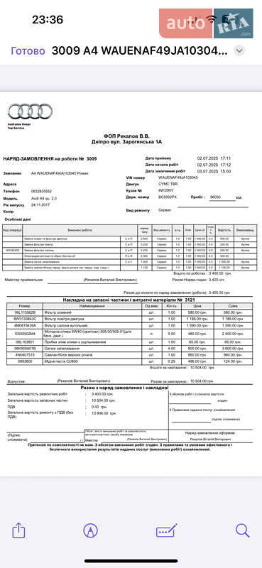 Седан Audi A4 2017 в Дніпрі