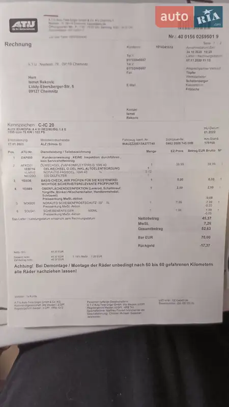 Седан Audi A4 2003 в Вінниці документ