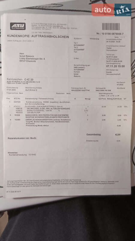 Седан Audi A4 2003 в Вінниці