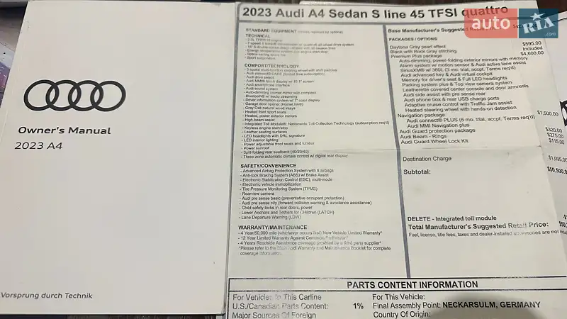 Седан Audi A4 2022 в Днепре документ