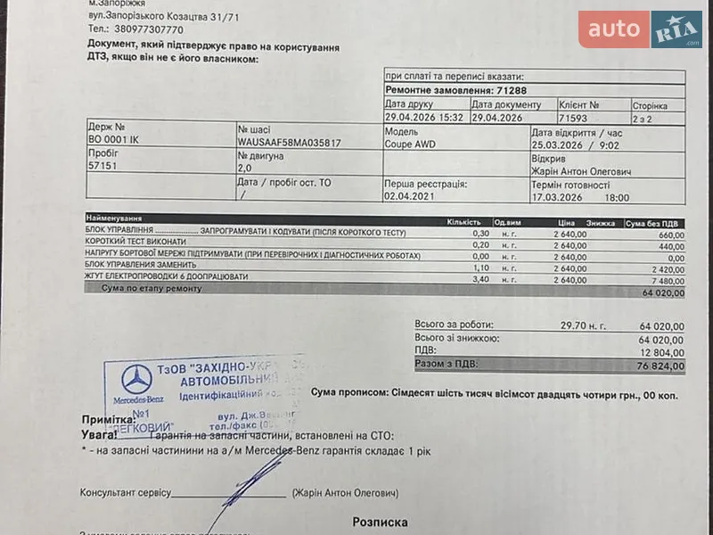 Купе Audi A5 2021 в Киеве документ