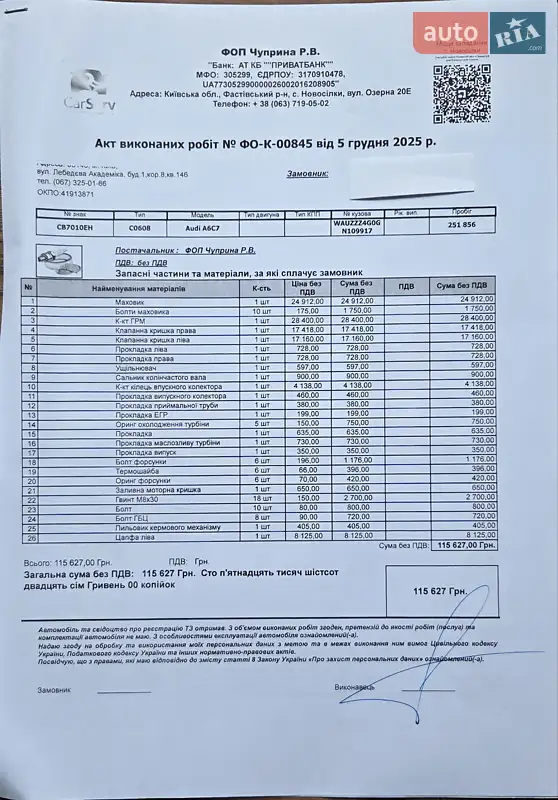 Универсал Audi A6 Allroad 2015 в Нежине документ