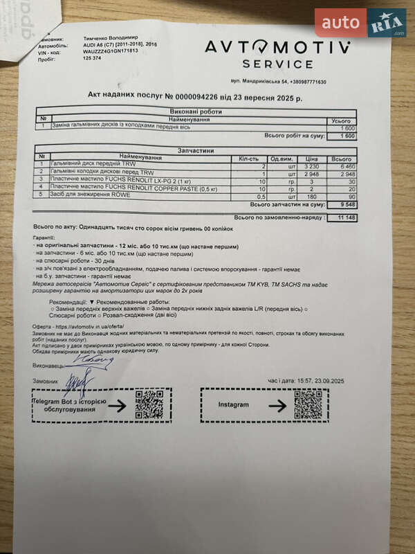 Седан Audi A6 2016 в Днепре