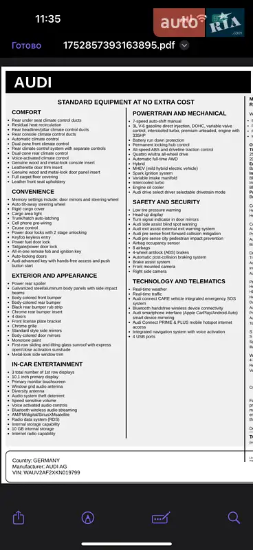 Ліфтбек Audi A7 Sportback 2019 в Львові документ 2 фото Ліфтбек Audi A7 Sportback 2019 в Львові документ