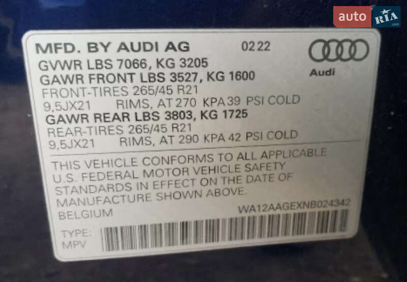 Позашляховик / Кросовер Audi e-tron Sportback 2022 в Львові