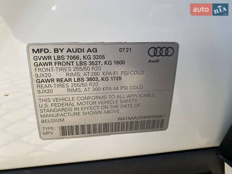 Внедорожник / Кроссовер Audi e-tron 2021 в Львове фото 30 Внедорожник / Кроссовер Audi e-tron 2021 в Львове