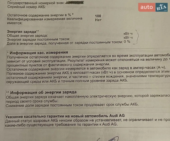 Внедорожник / Кроссовер Audi e-tron 2021 в Кривом Роге документ