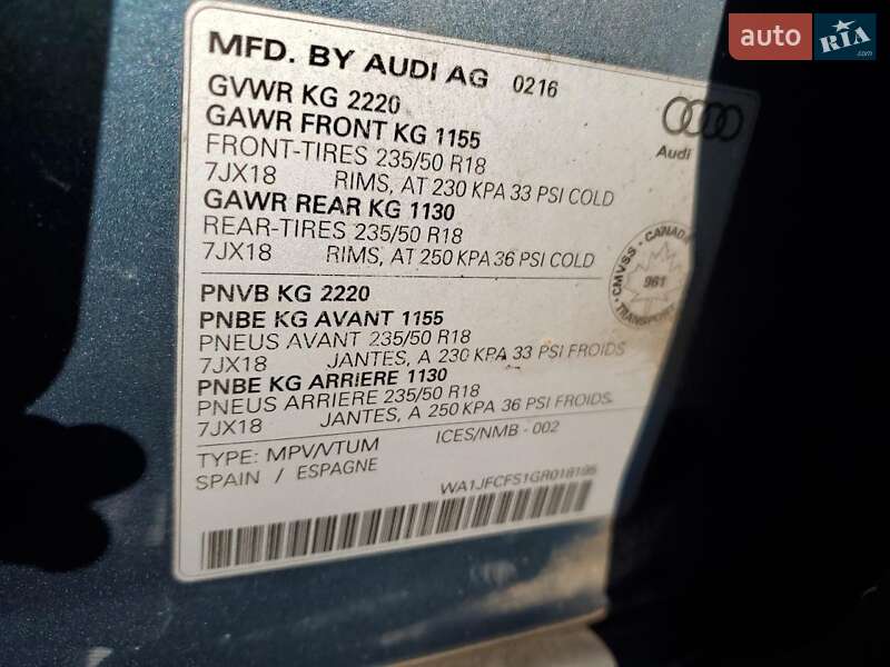 Внедорожник / Кроссовер Audi Q3 2016 в Киеве