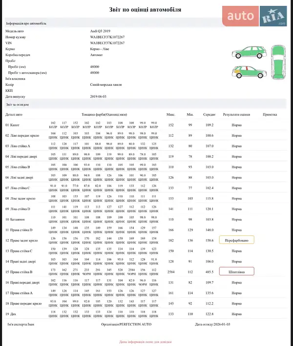 Внедорожник / Кроссовер Audi Q3 2019 в Черновцах документ