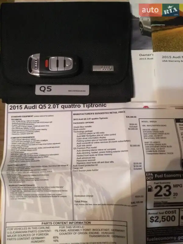 Внедорожник / Кроссовер Audi Q5 2014 в Львове документ 2 фото Внедорожник / Кроссовер Audi Q5 2014 в Львове документ