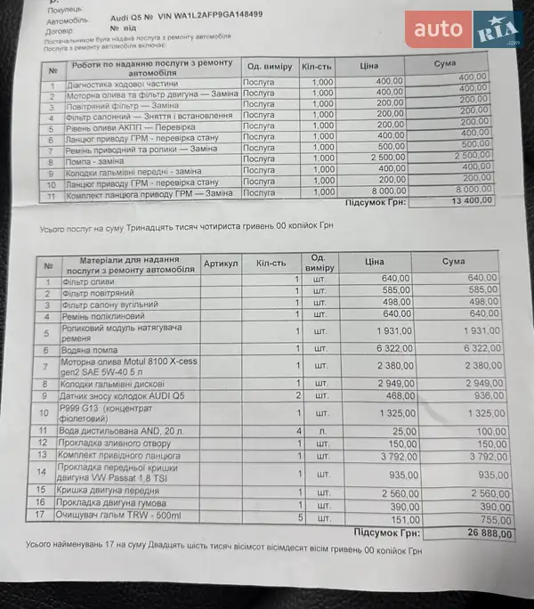 Внедорожник / Кроссовер Audi Q5 2016 в Одессе документ 2 фото Внедорожник / Кроссовер Audi Q5 2016 в Одессе документ