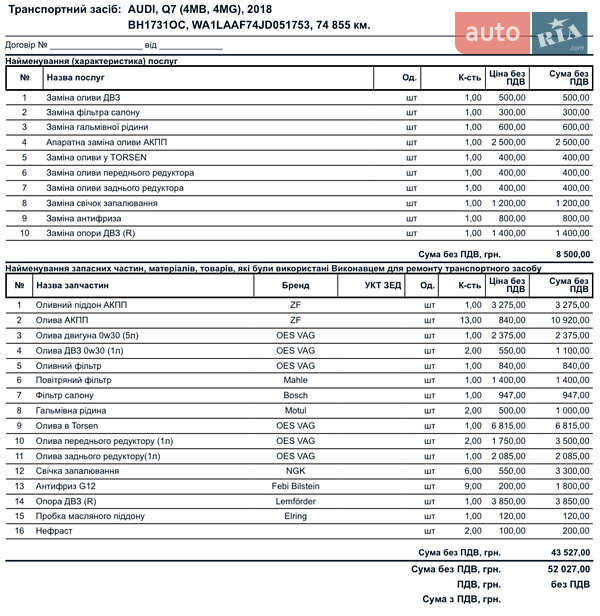 Внедорожник / Кроссовер Audi Q7 2018 в Одессе
