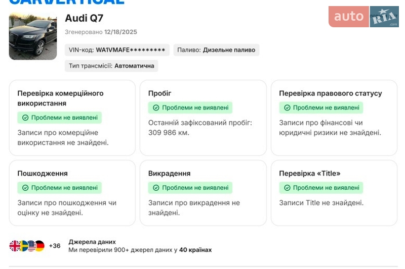 Внедорожник / Кроссовер Audi Q7 2012 в Владимире