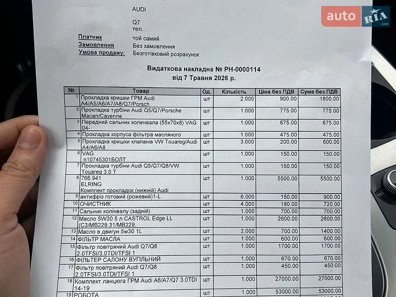 Позашляховик / Кросовер Audi Q7 2017 в Виноградові документ 2 фото Позашляховик / Кросовер Audi Q7 2017 в Виноградові документ