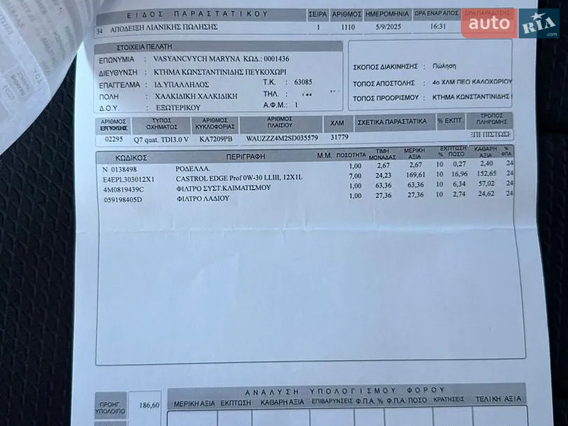 Позашляховик / Кросовер Audi Q7 2025 в Києві документ