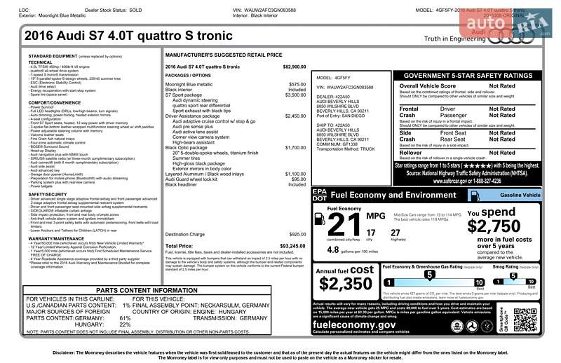 Лифтбек Audi S7 Sportback 2015 в Киеве фото 9 Лифтбек Audi S7 Sportback 2015 в Киеве