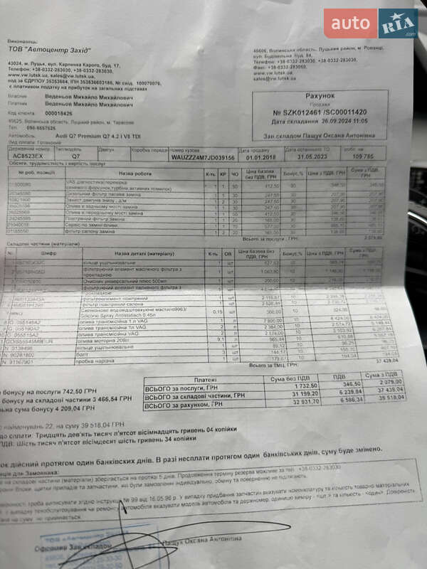 Позашляховик / Кросовер Audi SQ7 2018 в Дніпрі фото 46 Позашляховик / Кросовер Audi SQ7 2018 в Дніпрі