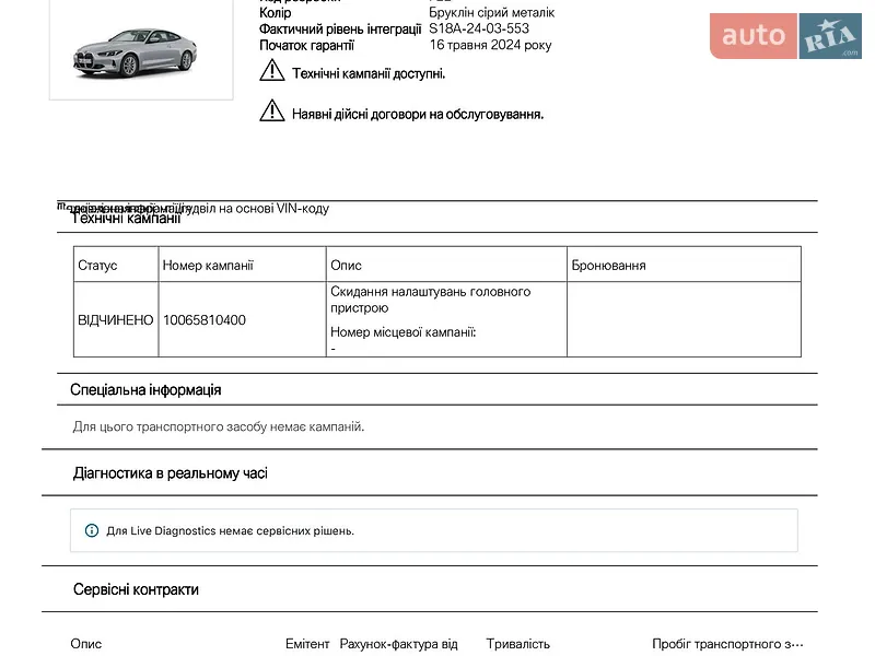 Купе BMW 4 Series 2024 в Луцке документ