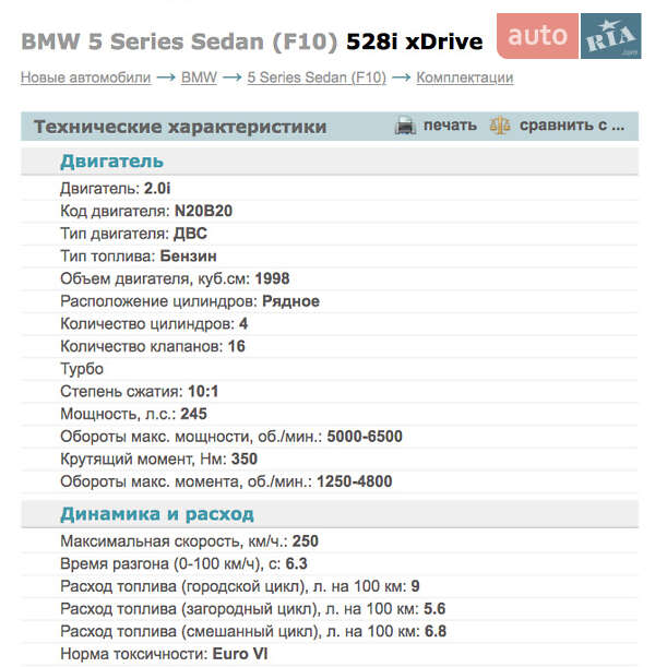 Седан BMW 5 Series 2013 в Кременчуге