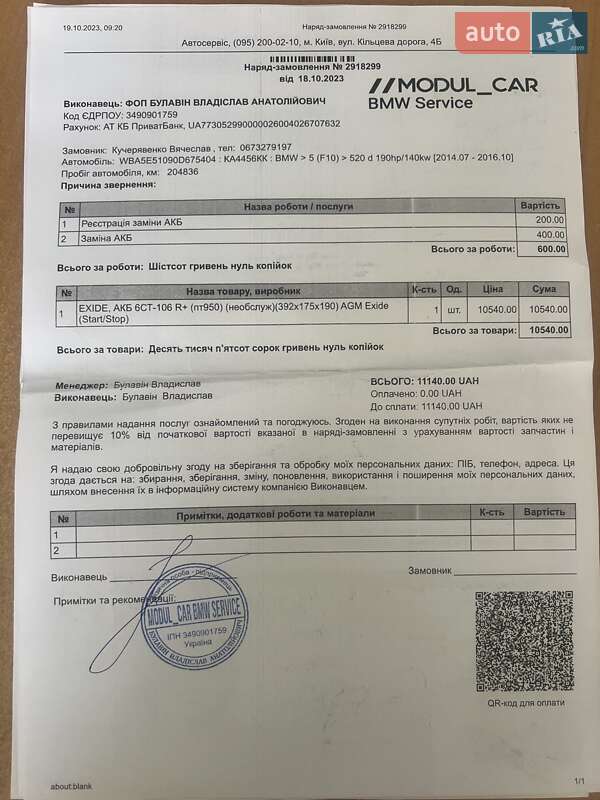 Седан BMW 5 Series 2014 в Києві