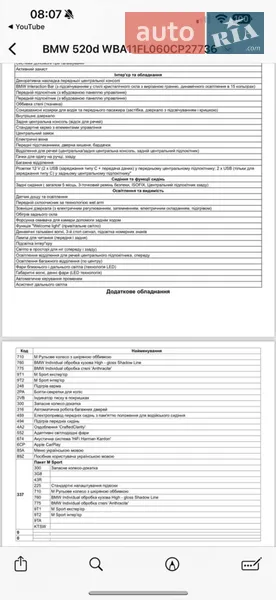 Седан BMW 5 Series 2023 в Киеве документ