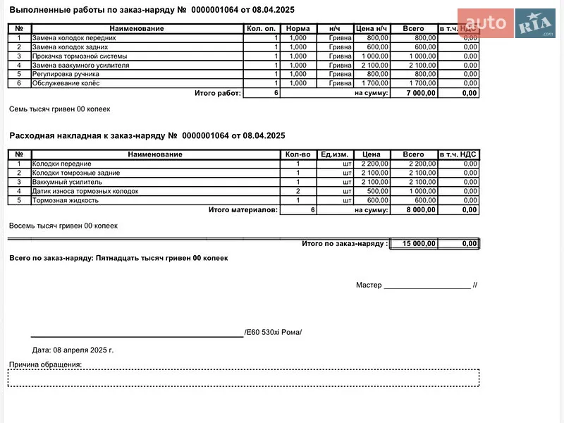Седан BMW 5 Series 2005 в Киеве документ
