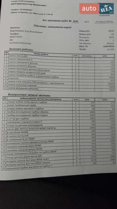 Позашляховик / Кросовер BMW X3 2012 в Ізюмі