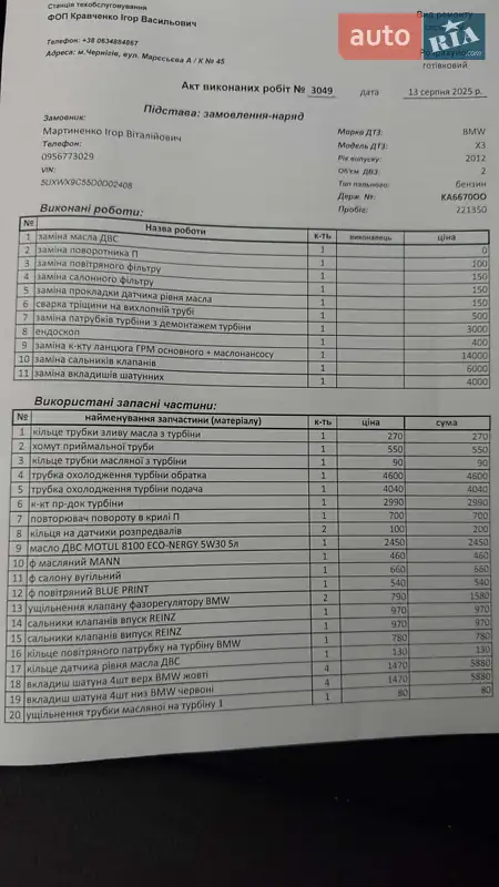 Позашляховик / Кросовер BMW X3 2012 в Ізюмі документ