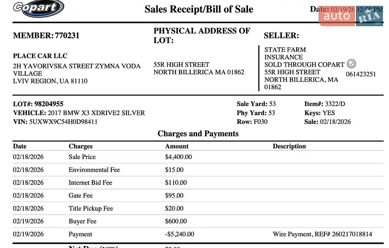 Внедорожник / Кроссовер BMW X3 2017 в Львове документ