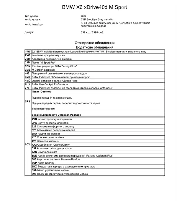 Позашляховик / Кросовер BMW X6 2023 в Києві документ