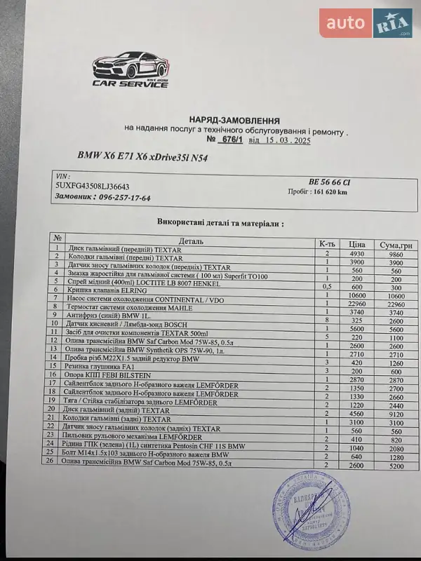 Внедорожник / Кроссовер BMW X6 2008 в Киеве документ