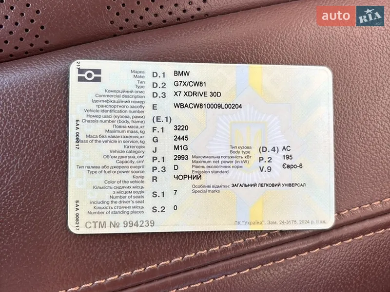 BMW X7 2022 VIN WBACW810009L00204 фото оголошення 2 з 38
