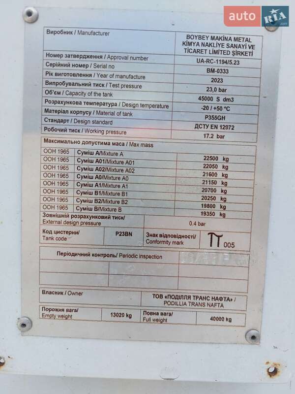Газовоз BoyBey BYB12 2023 в Виньковцах