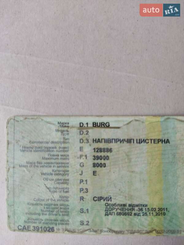 Цистерна напівпричіп Burg Burg 1989 в Кременчуці