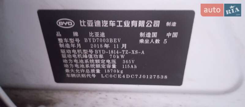 Внедорожник / Кроссовер BYD Yuan 2018 в Одессе фото 2 Внедорожник / Кроссовер BYD Yuan 2018 в Одессе