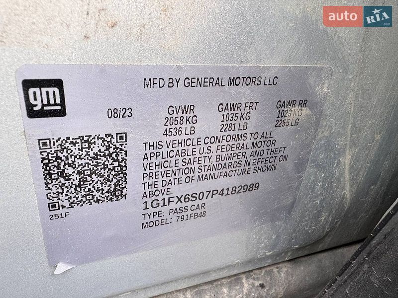 Хэтчбек Chevrolet Bolt EV 2023 в Львове фото 18 Хэтчбек Chevrolet Bolt EV 2023 в Львове