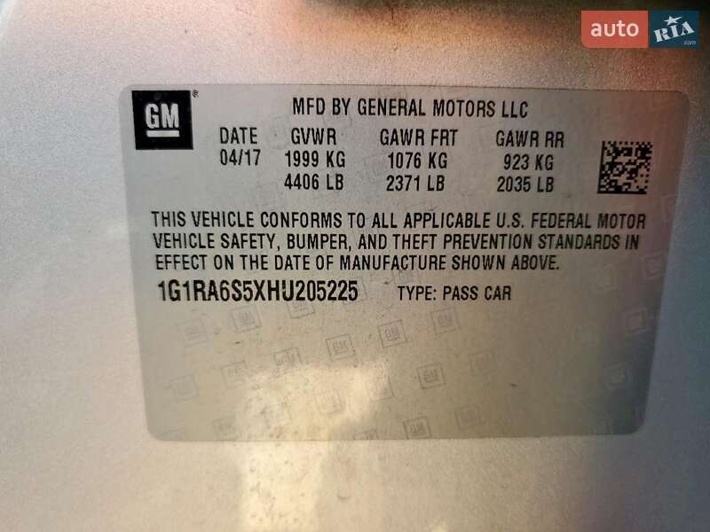 Хэтчбек Chevrolet Volt 2017 в Полтаве