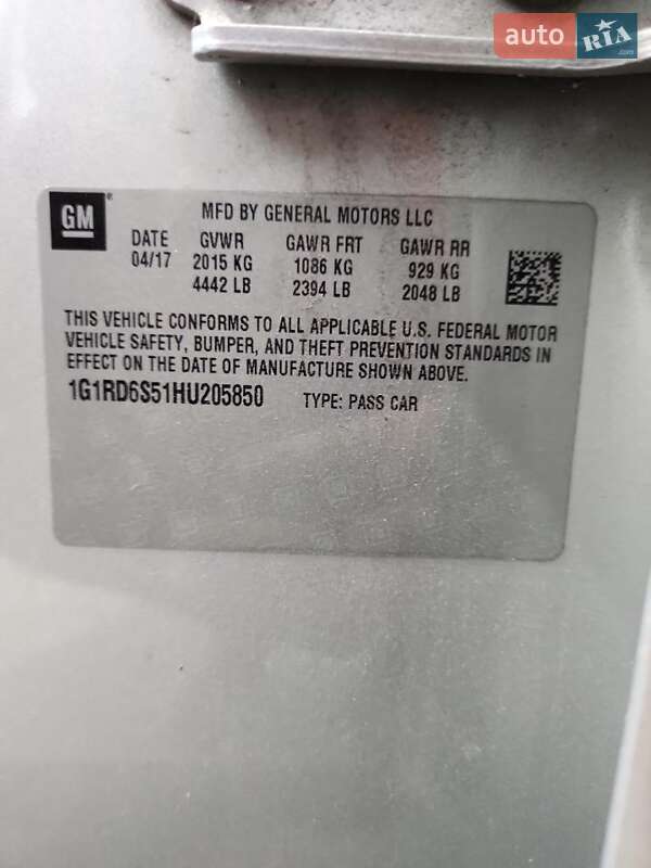 Хэтчбек Chevrolet Volt 2017 в Днепре фото 12 Хэтчбек Chevrolet Volt 2017 в Днепре