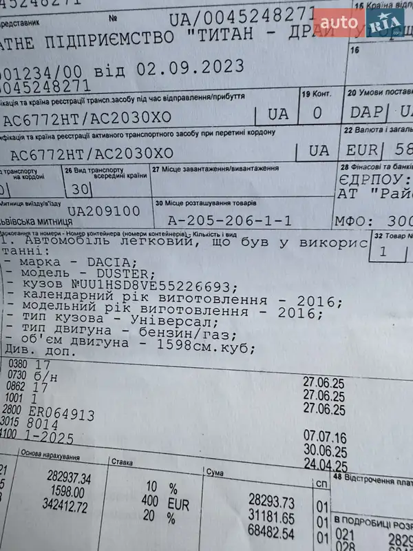 Внедорожник / Кроссовер Dacia Duster 2016 в Кролевце документ 4 фото Внедорожник / Кроссовер Dacia Duster 2016 в Кролевце документ