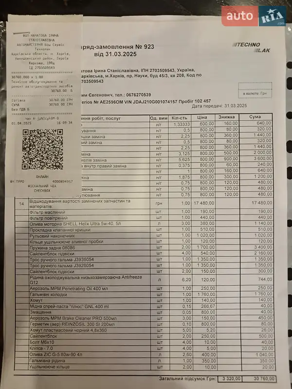 Внедорожник / Кроссовер Daihatsu Terios 2008 в Днепре документ 2 фото Внедорожник / Кроссовер Daihatsu Terios 2008 в Днепре документ
