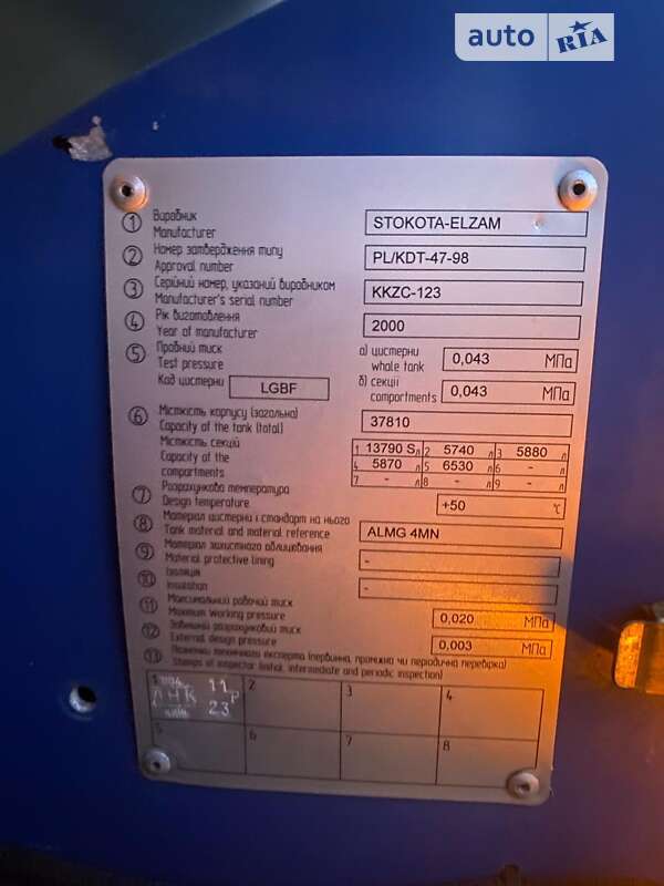 Цистерна напівпричіп Elzam 3NC38 2000 в Рівному фото 8 Цистерна напівпричіп Elzam 3NC38 2000 в Рівному