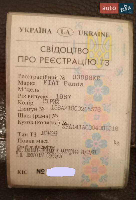 Хэтчбек Fiat Panda 1987 в Киеве