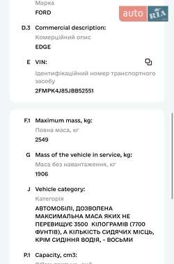 Внедорожник / Кроссовер Ford Edge 2018 в 