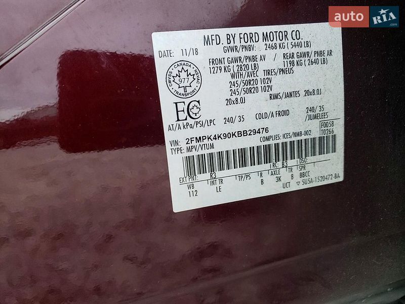 Внедорожник / Кроссовер Ford Edge 2019 в Львове