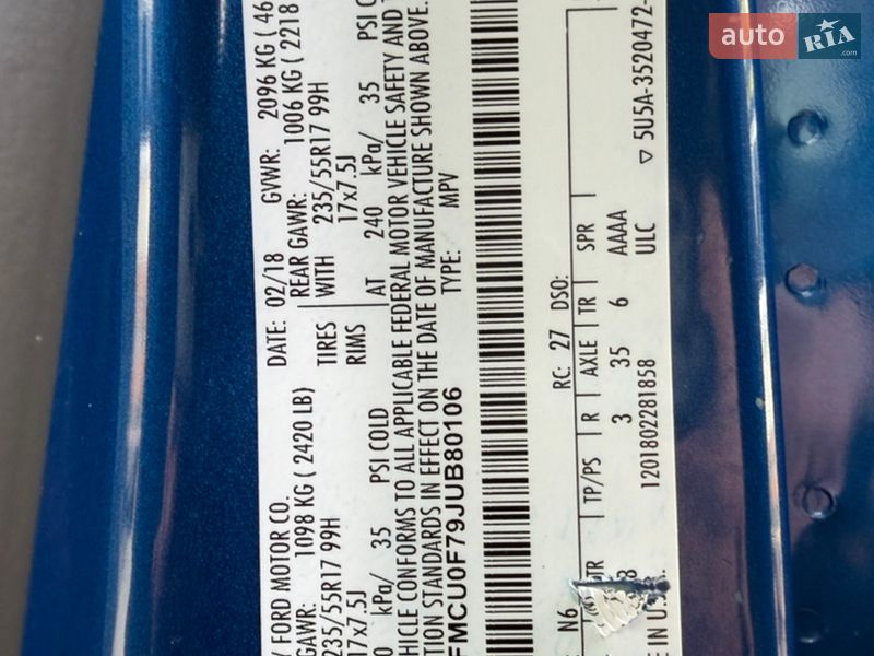 Позашляховик / Кросовер Ford Escape 2018 в Дніпрі