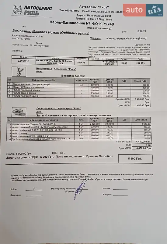 Хетчбек Ford Fiesta 2007 в Києві документ