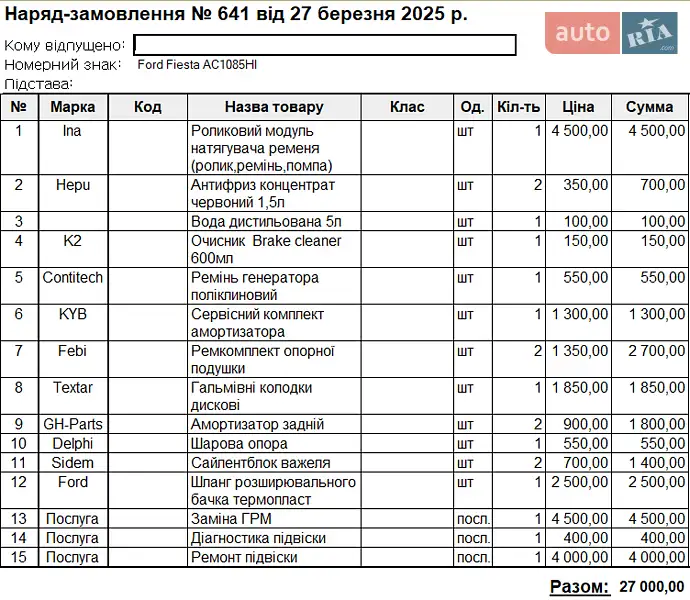 Седан Ford Fiesta 2014 в Луцьку документ