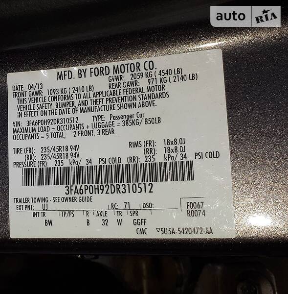 Седан Ford Fusion 2013 в Запорожье фото 9 Седан Ford Fusion 2013 в Запорожье